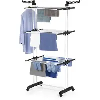 DS Produkte EASYmaxx Tour à linge 1600 avec roulettes, 3 étages et 2 ailes latérales pour 14 cintres