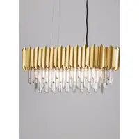Lyora Suspension Magnolia Or allongé et cristal