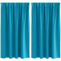 vidaXL Rideaux occultants avec anneaux 2 pcs turquoise 140 x 140 cm
