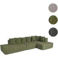 Mendler Ensemble de canapés HWC-Q28, canapé en L, canapé de salon, tissu chenille (270 g/m²), partie couchage à droite 60 x 310 x 150 cm vert