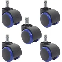 Mendler 5x Roulettes Pour Sol Dur Hwc-H86, Roulettes Pour Chaise De Bureau, 150kg Capacité De Charge 50mm Bleu