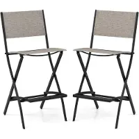 StarTech.com Lot de 2 tabourets de bar d'extérieur - Tabourets pliants - Avec dossier et repose-pieds - Sans accoudoirs - Supporte jusqu'à 150 kg - Pour le balcon et le jardin