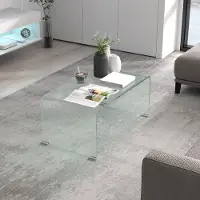 SUGIFT Table basse en verre trempé d'un seul tenant, table de salon en verre, transparente | 80 x 45 x 35 cm | 20 kg | aucun montage nécessaire