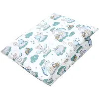 TupTam Ensemble de literie à motifs pour enfants : couette toutes saisons, taie d'oreiller et oreiller plat (2 pièces), couleur : dinosaure et oursons verts et gris, dimensions : 135 x 100 cm