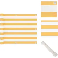 vidaXL Paravent de balcon Blanc et jaune 75x500 cm Tissu Oxford - Parasols & Protection solaire