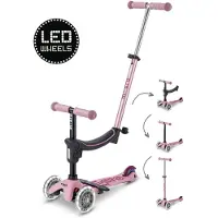 Micro Mini2Grow Deluxe LED 2.0, enfants, trottinette à trois roues, garçon/fille, asphalte, 50 kg, 3 roues