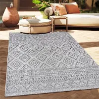 Paco Home Tapis d'extérieur en lin tissé moderne Boho Ethno résistant aux intempéries extérieur Taille 240x340 cm