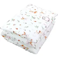 TupTam Ensemble de couette à motifs pour enfants Couette toutes saisons Couette Oreiller Oreiller plat 2 pièces, couleur : clairière / chevreuils, taille : 135 x 100 cm