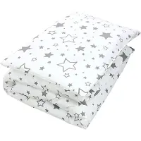 TupTam Ensemble de literie à motifs pour enfants : couette toutes saisons, couette, oreiller et traversin (2 pièces), couleur : étoiles grises / blanches, dimensions : 135 x 100 cm