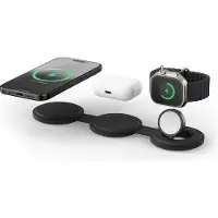 Satechi OntheGo Chargeur sans fil 3-en-1 – Design compact et pliable – Matériaux durables et résistants aux rayures – Fournit jusqu'à 15W de charge pour iPhone