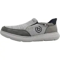 Bugatti - Chaussons pour hommes en cuir, couleur gris, style décontracté