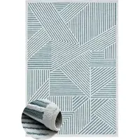 My Flair Tapis Casa II, 160x230 cm, bleu – idéal pour l'intérieur et l'extérieur, couleur bleue, en polypropylène