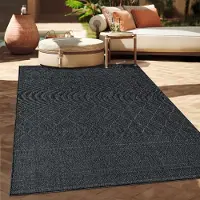 Paco Home Tapis d'extérieur en lin tissé moderne Boho Ethno résistant aux intempéries extérieur Taille 80x250 cm