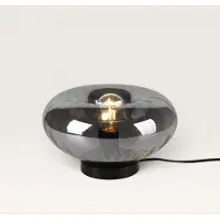 LUSENZ - Lampe de table 25W verre fumé métal argent et noir IP20