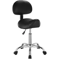 Zerbaco Tabouret de selle Tabouret pivotant à roulettes en cuirPolyuréthaneRéglable en hauteur avec dossier