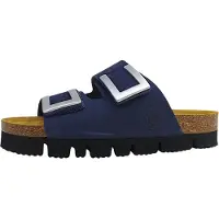 Brinkmann Bonillo : Sandales plates, semelles intérieures, couleur bleue, pour le quotidien