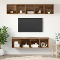 Prolenta Meuble TV exclusif - Ensemble de 4 pièces en bois massif recyclé
