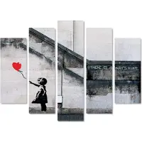 Giallobus Banksy - Fille de ballon rouge - 140L x 100l cm - Bois MDF