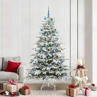 vidaXL Style élégant Arbre de Noël artificiel pliable Blanc 210 cm PE et PVC - Arbres de Noël artificiels Hommie5809355 2parcel