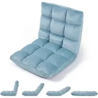 Costway Chaise de sol avec dossier réglable, fauteuil de sol rembourré, coussin de sol pliable, chaise de méditation, fauteuil de relaxation, coussin thaï, bleu menthe