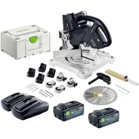 Festool Scie à moulures sans fil SYMC 70 EB-Basic 36 V (2 x 18 V) 216 mm + 2 batteries 8,0 Ah + double chargeur + Systainer