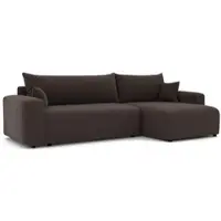 Idohome Canapé d'angle rembourré PIANO XL avec fonction sommeil et coffre de lit Forme L Ottomane universelle Canapé-lit brun Poso 06
