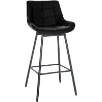 CLP Tabouret de bar Weston, pivotant à 180°, avec dossier rembourré, structure en métal, couleur noire, revêtement en similicuir
