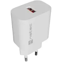 Natec ładowarka Sieciowa Ribera 1x USB-A 18w Biała (18 W, 1 portion), Chargeur USB, Blanc