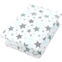 TupTam Ensemble de literie à motifs pour enfants : couette 4 saisons, taie d'oreiller et oreiller plat (2 pièces), couleur : étoiles menthe / noir, dimensions : 135 x 100 cm