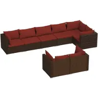 Syfax Salon de jardin avec coussins 8 pcs marron résine tressée