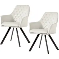 SVITA MASON Lot de 2 chaises de salle à manger avec accoudoirs Chaise rembourrée Chaise de cuisine Chaise de salon Pieds en métal Beige