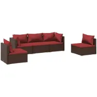 Syfax Salon de jardin 5 pcs avec coussins Résine tressée Marron