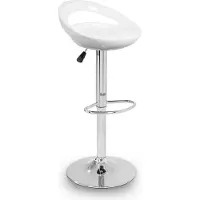 AGA Tabouret de bar blanc, hauteur réglable, assisse rembourrée, pivotant, dossier circulaire MR2039