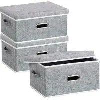 Markenlos Boîte de rangement pliable avec couvercle en tissu, 20 litres, lot de 3