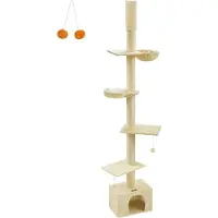 OEM Krabpaal, traduction : Perchoir sur pied - Beige - MDF, multiplex, peluche, sisal - 45 cm x 30 cm x (231-291 cm)