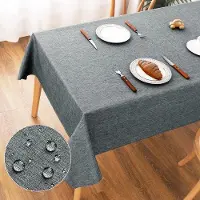 OEM Nappes imperméables aspect lin, dimensions 140 x 240 cm, en polyester, motif lotus, pour le salon, la salle à manger, le balcon et le jardin.