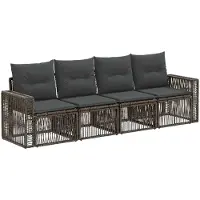 vidaXL Ensemble de canapés de jardin , 4 pièces, gris et gris foncé, en polyrotin