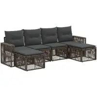 vidaXL Ensemble de canapés de jardin , 6 pièces, gris et gris foncé, en polyrotin