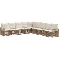 vidaXL Ensemble de canapé de jardin 9 pcs Beige Poly-Rattan