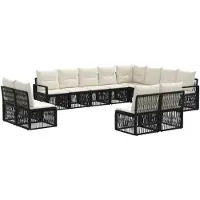 vidaXL Ensemble de canapés de jardin 12 pcs noir poly rotin