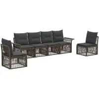 vidaXL Ensemble de canapés de jardin , 6 pièces, gris, en polyrotin