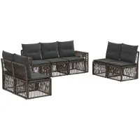vidaXL Ensemble de canapés de jardin , 7 pièces, gris et gris foncé, en rotin synthétique