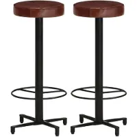Syfax Tabourets de bar lot de 2 76 cm cuir véritable