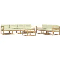 vidaXL Ensemble de salon de jardin 7 pièces, blanc et crème