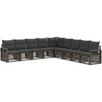 vidaXL Ensemble canapé de jardin 9 pièces gris polyrotin