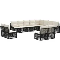 vidaXL Ensemble de canapés de jardin 12 pcs noir poly rotin