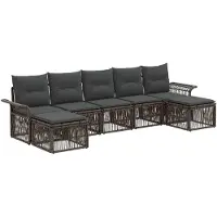 vidaXL Ensemble de canapés de jardin , 7 pièces, gris, en polyrotin