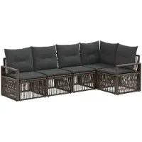 vidaXL Ensemble de canapés de jardin , 5 pièces, gris, en polyrotin