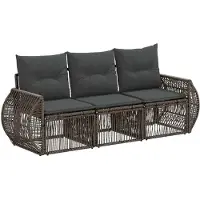 vidaXL Ensemble de canapés de jardin , 3 pièces, gris et gris foncé, en polyrotin