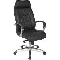 FineBuy chaise de bureau en cuir véritable noir chaise de bureau jusqu'à 120kg X-XL fonction bascule fauteuil de direction accoudoirs chaise pivotante